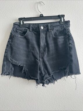 American Eagle Outfitters Black Distressed Frayed Hem Jean Shorts